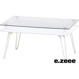 色：ホワイト 不二貿易 ディスプレイ ローテーブル 幅70cm ホワイト 強化ガラス クラリス 84483
