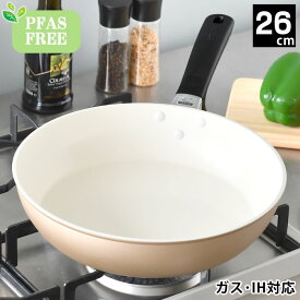 フライパン ih 26cm 京セラ セラミック フライパン ih フライパン アルミニウム ガス ベージュ ホワイト 無害 安心 安全 焦げ付きにくい PFAS FREE おしゃれ セラブリッド セラミック加工 お手入れ簡単 遠赤外線 オール熱源 フッ素不使用