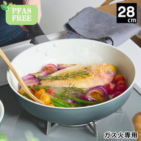 フライパン セラミック 京セラ セラミック フライパン 28cm ガス火専用 PFASフリー KYOCERA おしゃれ お手入れ簡単 安全 おすすめ 軽い PFASFREE フッ素不使用 28cm セラミック加工 焦げ付きにくい 安心 金属ヘラ セラブレッド