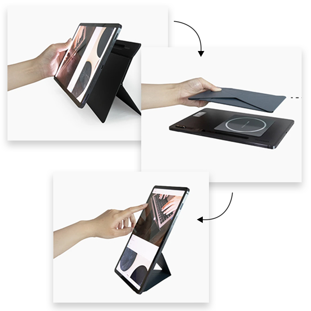 （新型 / マグネット式 ） MOFT iPad スタンド タブレットスタンド モフト Magsafe対応 マグセーフ 9.7 / 10.2 /  10.5 / 12.9 インチ極薄 超軽量 マグネット シート 折りたたみ 角度調整 縦置き 横置き フローティング ブラック【正規販売店】 | 
