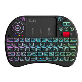 【iOS専用】ミニ キーボード Bluetooth&2.4GHz 超薄型 日本語配列 ワイヤレスキーボード タッチパッド搭載 8色バックライト iPhone/iPad/Mac対応 Type-C充電式 USB-C変換アダプター付属 マウスセット一体型 無線 USBレシーバー付き 接続簡単 超小型 ポータブル Ewin 送料無料