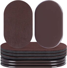Ezprotekt 家具スライダー重量用 240mmx145mmカグスベール滑りやすく 大型家具滑るシート 家具移動パッド フェルト カグスベール 家具が楽に移動取れない 家具移動 便利グッズ傷防止防音スライド（ 4個プラスチック＋4個フェルト 8個セット・ ブラウン）