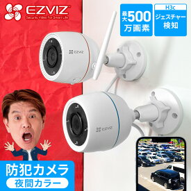【EZVIZ★夜間暗視 人のみAI認識】防犯カメラ 屋外 屋内 防水 家庭用 ワイヤレス Amazon国内サーバー 有線 監視カメラ wifi 対応 防犯灯 発光 センサーライト 夜間カラー AI検知 sdカード スマホ 連動 アレクサ 対応 駐車場 動体検知 500万画素 C3TN H3c