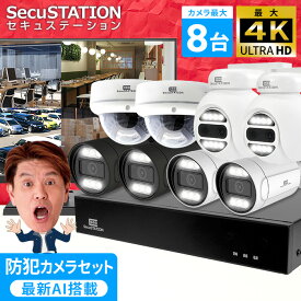 【4K800万画素が選べる★HDDセール★官公庁納入実績有り】 防犯カメラ 1～8台 セット PoEハブで最大16台 録画機 poe AI検知 屋外 有線 レコーダー人検知 車両検知 暗視 センサーライト 夜間カラー パソコン 対応 遠隔 会話 警報 ネット不要 XZ88(A)K