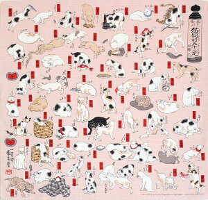 チーフ浮世絵猫飼好五十三疋シャンタンふろしき(48cm)商品画像