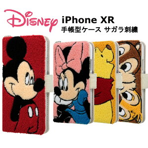 iPhone XR iPhoneXR 国内メーカー品 耐衝撃 衝撃吸収 au ドコモ docomo ソフトバンク アイフォン スマホケース 手帳型ケース サガラ刺繍ケース ディズニー ミッキーマウス ミニーマウス くまのプー