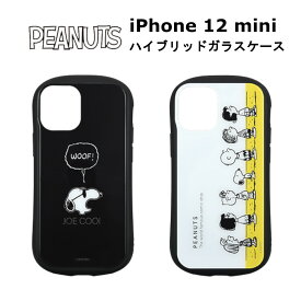 グルマンディーズ iPhone 12 mini 国内メーカー品 ケース カバー iPhone12mini アイフォントゥエルブミニ アイホン スマホケース 携帯ケース ピーナッツ キャラクター ハイブリッドガラスケース スヌーピー ジョー・クール フレンズ 可愛い かわいい おしゃれ