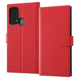 OPPO Reno5 A 国内メーカー品 耐衝撃 衝撃吸収 楽天モバイル ワイモバイル Y!mobile アンドロイド オッポ OPPOReno5A 手帳ケース スマホケース レッド 赤 無地 シンプル オシャレ おしゃれ 送料無料