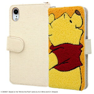 iPhone XR iPhoneXR 国内メーカー品 耐衝撃 衝撃吸収 au ドコモ docomo ソフトバンク アイフォン スマホケース 手帳型ケース サガラ刺繍ケース ディズニー くまのプーさん かわいい 可愛い オシャレ