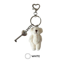 【BanchaBancha ベアー キーホルダー ホワイト】くま 熊 シロクマ 白 マスコット ぬいぐるみ ふわふわ アクセサリー 装飾 アレンジ ファッション チャーム グッズ 雑貨 おしゃれ 大人 かわいい 韓国 セール プチプラ 10代 20代