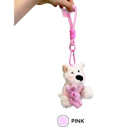 【BanchaBancha ドッグストラップ ピンク】イヌ 犬 わんこ ビッグ ぬいぐるみ マスコット ふわふわ 白 ホワイト アクセサリー キーホルダー 装飾 アレンジ ファッション チャーム グッズ 雑貨 おしゃれ 大人 かわいい 韓国 セール プチプラ 10代 20代