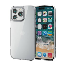 [ELECOM]iPhone 15 Pro Max 用 ケース ハイブリッド カバー 衝撃吸収 カメラレンズ保護設計 ストラップホール付 背面ガラスクリア 硬度9H クリア PM-A23DHVCG1CR/PM-A23DHVCG1CR
