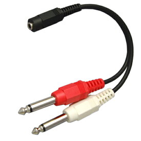 [RSL][R]3.5mmステレオミニジャック(メス) - 6.3mmモノラル標準プラグ(オス)×2 オーディオ変換ケーブル 10cm VM-MSA-10cm / VMMSA10cm