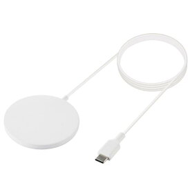 [ELECOM]ワイヤレス充電器 7.5W マグネット内蔵 卓上 ケーブル一体型 iPhone Airpods 1m ホワイト W-MA02WH/WMA02WH