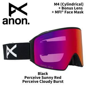 ANON Am S[O M4 (Cylindrical) + Bonus Lens + MFI Face Mask Black/Perceive Sunny Red 25-26fyԕisiz