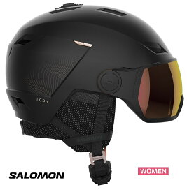 SALOMON　23/24【HELMET ICON LT VISOR 】BLACK PINK/GOLD L47261300　サロモン　ヘルメット　アイコン エルティー　バイザー ブラック　ピンク　ゴールド　レディス　女性用　ウーマンズ　スキー用ヘルメット