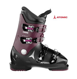 【納期B】ATOMIC【23/24・HAWX KIDS 4：Black / Violet / Pink】アトミック　スキーブーツ　ジュニア　キッズ　子供用　ホークスジュニア　24cm　25cm　フォーバックル　ホークス AE5029660