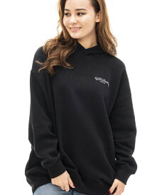 【RSL】BILLABONG WOMENS【BC014019_BLK】レディース プルオーバーパーカー　22FW [ARCH LOGO COCOON LONG PARKA ] Pullover Hood ビラボン ウィメンズ 女性用 プルオーバーフード ルーズシルエット ※トップスのみの販売です。他のアイテムは別販売です。