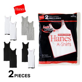 【10%OFFセール】Hanes ヘインズ 【2枚組】 タンクトップ / メンズ A-shirt Aシャツ テレコ 無地 パック 2枚セット HM2-K701