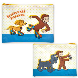 おさるのジョージ Curious George ポーチ ( ジョージ ＆ ハンドリー ) CG-PO009 /在庫あり/ 送料無料 アニメグッズ 小物入れ コスメポーチ おしゃれ 80周年 ジョージとテッド ひとまねこざる