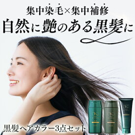 リリィジュKUROヘアカラー3点セット【黒髪シャンプー & 黒髪トリートメント 黒髪ヘアカラーパック】| シャンプー ヘアパック ヘアカラー ヘアカラートリートメント 女性用 白髪染め 白髪シャンプー トリートメント 白髪ケア 白髪 女性 セット 毛染め 黒染め 白髪染シャンプー