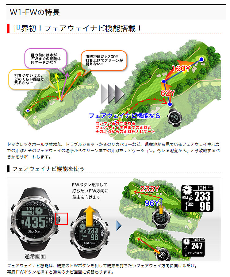 楽天市場】ショットナビ Shot Navi W1-FW 腕時計型（ゴルフ用GPS距離 