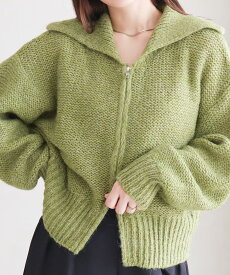 【クーポン利用で最大40％OFF】ダブルジップニットカーディガン レディース 秋冬 トップス ジップアップ カーデ 防寒 暖かい 体型カバー 重ね着 セーター ハーフジップ 羽織 ショート丈 冬 秋 ボリューム袖 タートル 長袖 二の腕カバー