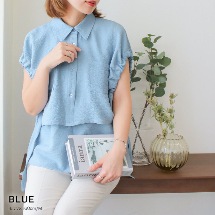 楽天市場】袖口リボンレイヤード風ブラウス トップス シャツ ブラウス  