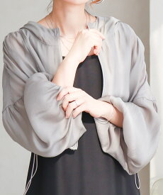 【在庫限り★999円】フード付きシアーパーカー レディース 春 秋 ブルゾン ボリューム袖 華奢見え 二の腕カバー アウター 羽織り ブラック トップス ショート丈 長袖 シアー ゆったり きれいめ 体型カバー おしゃれ