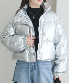 【スーパーSALE★12/11 12時まで4780円】メタリックショート丈ダウンジャケット レディース 秋冬 ダウン アウター シルバー 冬 コート ブルゾン 韓国ファッション カジュアル 防寒 厚手 オーバーサイズ ゆったり トレンド