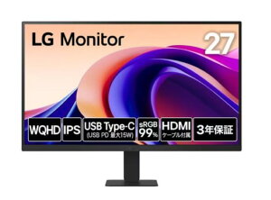 LG Electronics Japan 27�C���` �t���f�B�X�v���C(2560x1440/IPS/�A���`�O���A/HDMI/TypeC(PD15W)/3�N�ۏ�) 27U631A-B