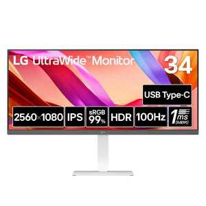 LG Electronics Japan 34�C���` �E���g�����C�h�t���f�B�X�v���C(2560x1080/IPS/�A���`�O���A/HDMI/DP/Type-C/�X�s�[�J�[/�X�C�x��/��������/3�N�ۏ�) 34U530A-W