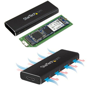 StarTech.com M.2 SATA SSD�P�[�X/USB 3.0�ڑ�/5Gbps/NGFF/2242/2260/2280(B-Key)�Ή�/UASP�Ή�/�A���~➑�/���M�΍�/�O�t���G���N���[�W���[ �h���C�u �P�[�X SM2NGFFMBU33