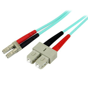 StarTech.com ���t�@�C�o�[ �P�[�u��/LC-SC/1m/UPC�R�l�N�^�[/OM3 �}���`���[�h/50/125��m/2�c/�S��d(�t���f���v���b�N�X)/100Gb/�A���~�h�@�ە⋭/�ቌ�[���n���Q��(LSZH)/�A�N�A(���F)/�l�b�g���[�N�ʐM