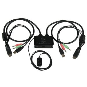 StarTech.com KVM�X�C�b�`/2�|�[�g/�V���O�����j�^�[/HDMI 1080p/�P�[�u����̌^/���� �����[�g�X�C�b�`�t��/�o�X�p���[/PC �p�\�R�� CPU�ؑ֊� 2��p SV211HDUA