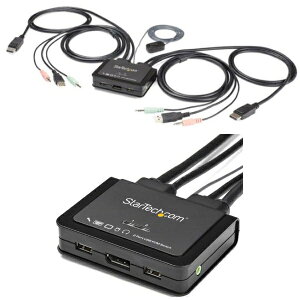 StarTech.com �P�[�u����̌^ 2�|�[�gUSB DisplayPort KVM�X�C�b�` 4K/60Hz�Ή�CPU�ؑ֊� 1.5m�P�[�u���� 3.5mm�I�[�f�B�I SV211DPUA4K