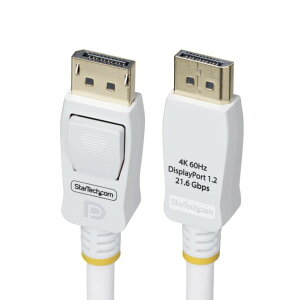 StarTech.com DisplayPort 1.2 �P�[�u��/3m/4K60Hz/VESA�Ή�/21.6Gbps/HBR2/�����h�~�@�\�t��/DP�I�X-DP�I�X/�z���C�g/�f�B�X�v���C�|�[�g/���j�^�[�P�[�u�� DP12-CABLE-10FTW