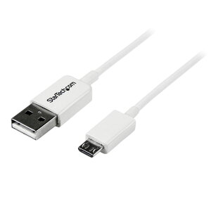 StarTech.com 2m �z���C�g micro USB2.0�P�[�u�� USB A(�I�X)-USB micro-B(�I�X)�ϊ��A�_�v�^ USBPAUB2MW
