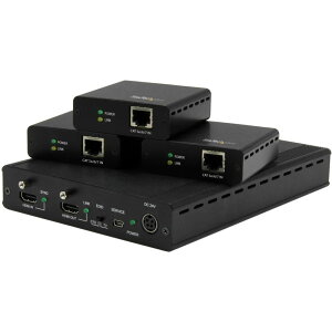 StarTech.com HDBaseT�K�i�Ή�3�|�[�gHDMI�G�N�X�e���_�[(������)�Z�b�g ���M�@1�� & ��M�@3�� CAT5�P�[�u���Ή� 1x3 HDMI�X�v���b�^�[ 4K2K�Ή� �ő�35m(Ultra HD)/ �ő�70m(HD 1080p) ST124HDBT