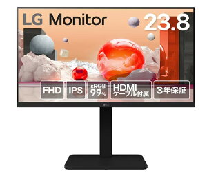 LG Electronics Japan 23.8�C���` �t���f�B�X�v���C(1920x1080/IPS/�A���`�O���A/D-Sub/HDMI/DP/100Hz/�`���g/�X�C�x��/��������/�s�{�b�g/3�N�ۏ�) 24BA450-B
