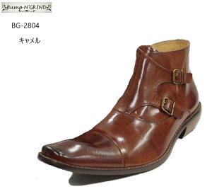 (バンプアンドグラインド)Bump N' GRIND BG2804 ダブルモンクストラップロングノーズドレストラッドビジネスブーツ メンズ ONでもOFFでも対応可能