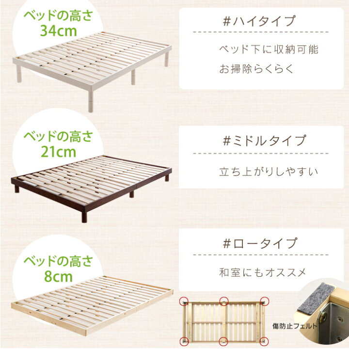 楽天市場】【20時~クーポン5%引】 マットレス付き すのこベッド 高さ 