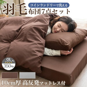 【正午~クーポン5%+1000円引】 羽毛布団セット マットレス付き シングル 7点セット 羽毛布団 高反発マットレス カバー付き 寝具セット 掛け敷布団セット 掛敷セット 布団 マットレス 掛け布団