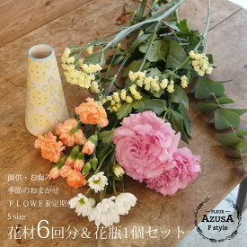 命日に【お悔み花 月1回 又は 週1回 お届け6回分 定期便 初回のみ花瓶付き S size 】仏花 御供 法事 花 枕花 あす楽 土日出荷ok 送料無料(本州四国)選べるスタイル＆カラー 供花 法事 一周忌 月間優良ショップ