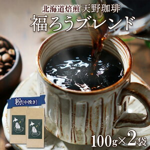 【ふるさと納税】 粉 100g × 2 珈琲 コーヒー 生豆 自家焙煎 ビター スペシャルティコーヒー 中挽き ハンドドリップ 飲料 ドリンク ギフト お取り寄せ グルメ 福ろうブレンド 天野珈琲 北海道