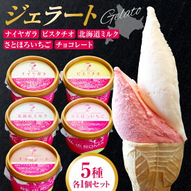 【ふるさと納税】 ジェラート 5個 セット 北海道ミルク さとほろいちご チョコレート ピスタチオ ナイヤガラ 北海道産 牛乳 生クリーム フルーツ 高級 チョコレート ピスタチオ 現地食材 スイーツ デザート お取り寄せ アソート 食べ比べ 北海道 札幌市