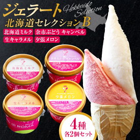 【ふるさと納税】 ジェラート 8個 セット 北海道 セレクションB 北海道ミルク 余市ぶどう キャンベル 生キャラメル 夕張メロン 北海道産 葡萄 ブドウ 牛乳 生クリーム フルーツ おやつ スイーツ デザート お取り寄せ アソート 食べ比べ 北海道 札幌市