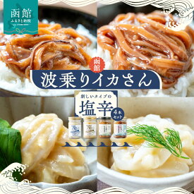 【ふるさと納税】函館 波乗りイカさん クリームチーズイカ イカ刺し肝醤油漬け イカ刺し生姜漬け スモークチーズイカ 各 100g 計 4本 セット 新しい 塩辛 いか イカ刺し 唯一無二 クリームチーズ 生姜 肝醤油 ごはんのお供 おつまみ お取り寄せ 北海道 函館市 送料無料