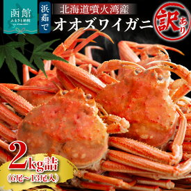 【ふるさと納税】【訳あり】 【2026年2月発送　先行予約】浜茹で オオズワイガニ 2kg 詰め セット 噴火湾産 新鮮 急速冷凍 足折れ 足もげ 2枚皮 身入り 解凍するだけ 茹でたて かに 味わい 家庭用 海鮮 海の幸 お取り寄せ グルメ 北海道 函館市 送料無料