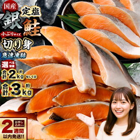 【ふるさと納税】《選べる容量》国産 定塩銀鮭 切り身 合計約2kg （約1kg×2パック） ／ 合計約3kg （約1kg×3パック） 銀鮭 塩鮭 鮭 さけ サーモン 魚 さかな 海鮮 魚介 海の幸 小分け 国産 小樽市 北海道 冷凍 送料無料